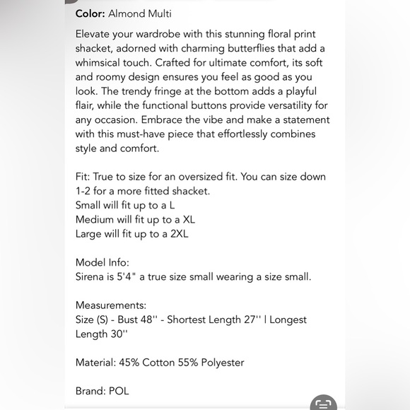 POL magnificent butterfly jacquard shacket NEW - Picture 4 of 9